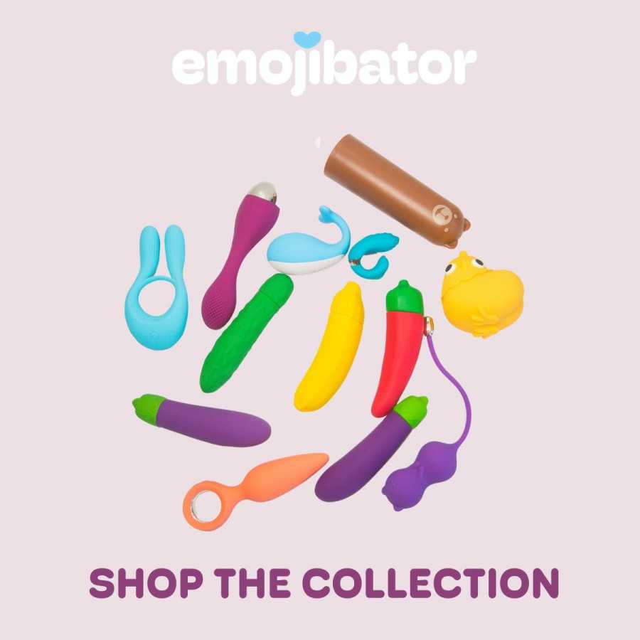 Emojibator | Eggplant Personal Massager | 10 Vibration Settings | Waterproof Vibrator | Medical Grade Body Safe Silicone | AAA B