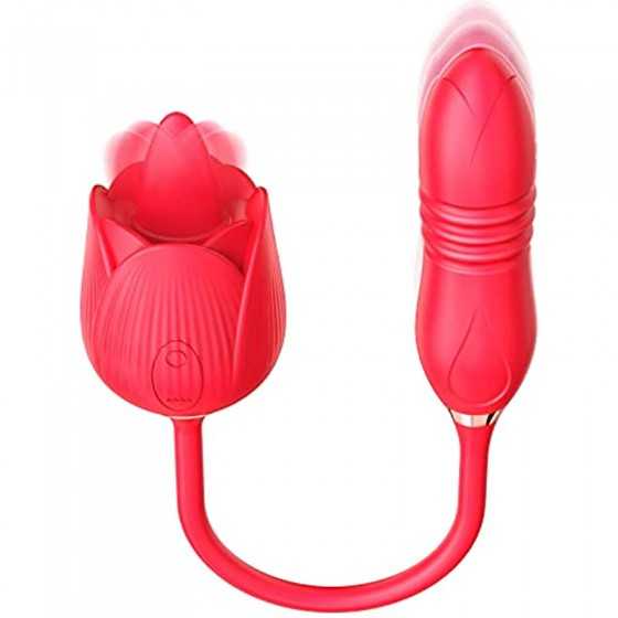 Rose Toy Vibrator for Woman，3 in 1 Clitoral Tongue Vibrator Sex Toys with 9 Vibration Modes，Adult Women Sex Toy for Nipple Clit 