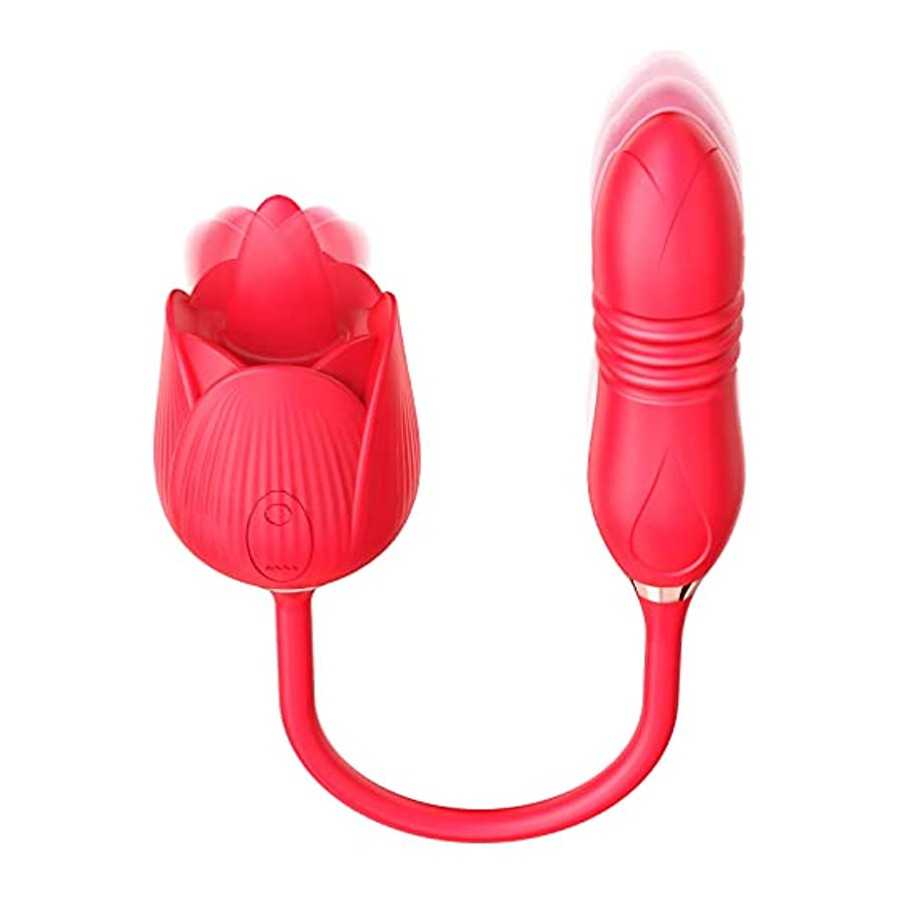 Rose Toy Vibrator for Woman，3 in 1 Clitoral Tongue Vibrator Sex Toys with 9 Vibration Modes，Adult Women Sex Toy for Nipple Clit 