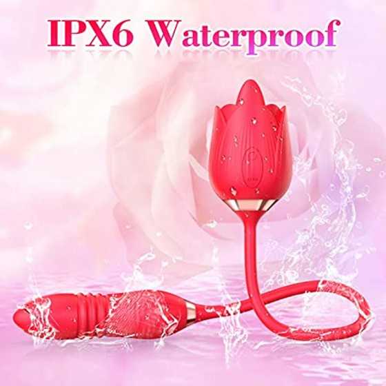 Rose Toy Vibrator for Woman，3 in 1 Clitoral Tongue Vibrator Sex Toys with 9 Vibration Modes，Adult Women Sex Toy for Nipple Clit 