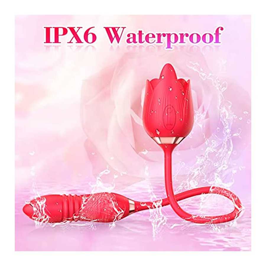 Rose Toy Vibrator for Woman，3 in 1 Clitoral Tongue Vibrator Sex Toys with 9 Vibration Modes，Adult Women Sex Toy for Nipple Clit 