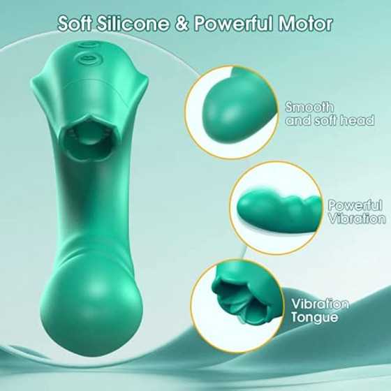 Clitoral Licking Rotating G-Spot Vibrator: 3 in 1 Clit Vibrator with Rotating Anal Dildo & Tongue Toy Licking Support 10 Modes, 