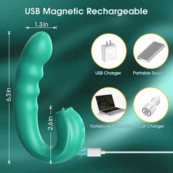 Clitoral Licking Rotating G-Spot Vibrator: 3 in 1 Clit Vibrator with Rotating Anal Dildo & Tongue Toy Licking Support 10 Modes, 