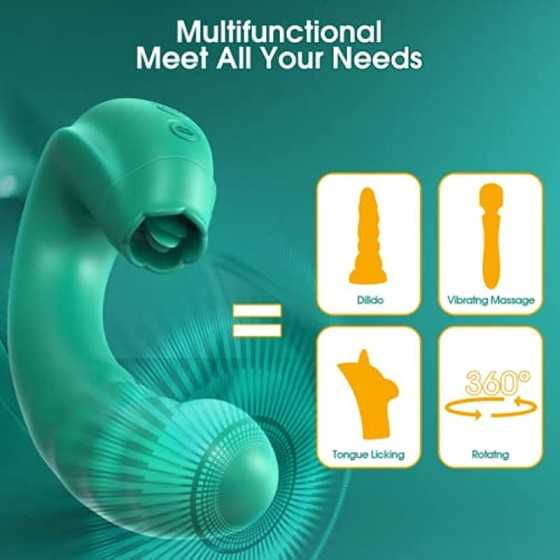 Clitoral Licking Rotating G-Spot Vibrator: 3 in 1 Clit Vibrator with Rotating Anal Dildo & Tongue Toy Licking Support 10 Modes, 
