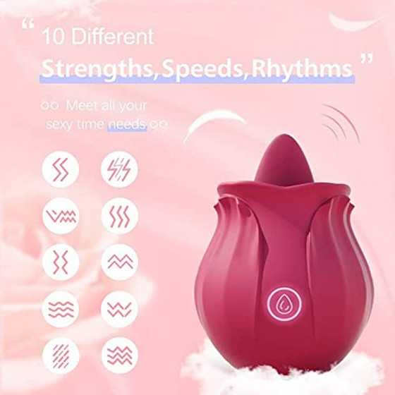 Rose Sex Stimulator for Women - Rose Toy Vibrator for Women Clitoral Stimulator Tongue Licking G Spot Dildo Vibrator with 9 Mode