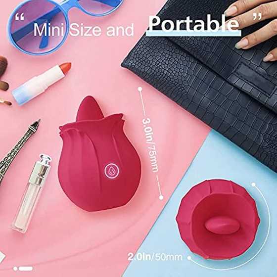 Rose Sex Stimulator for Women - Rose Toy Vibrator for Women Clitoral Stimulator Tongue Licking G Spot Dildo Vibrator with 9 Mode