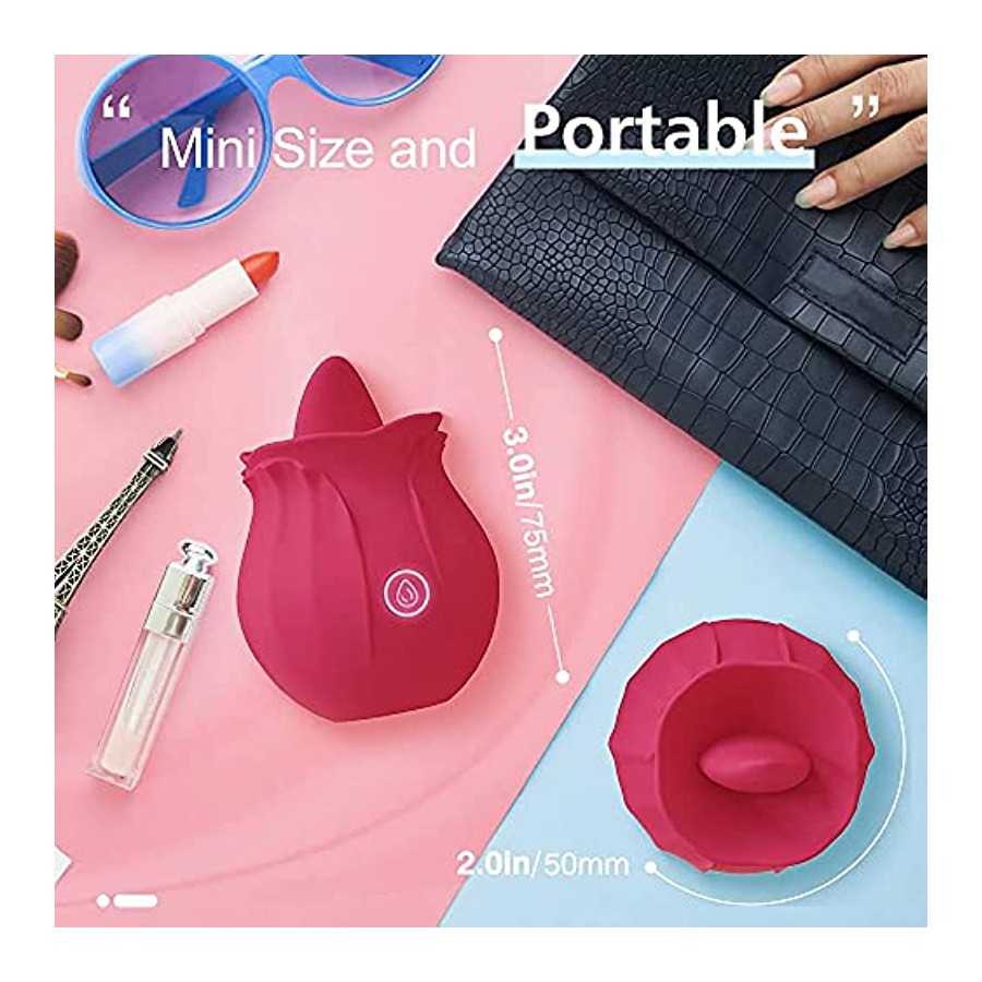 Rose Sex Stimulator for Women - Rose Toy Vibrator for Women Clitoral Stimulator Tongue Licking G Spot Dildo Vibrator with 9 Mode