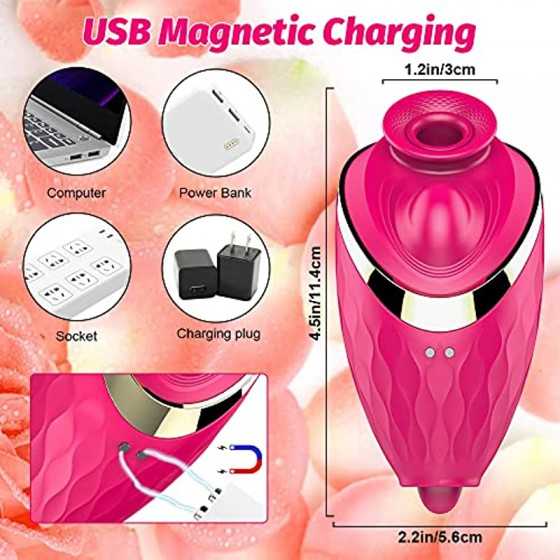 Rose Sex Stimulator for Women,Rose Vibrator,CLIFORT Clitoralis Stimulator for Women with 10 Tongue Licking& Vibrating Modes,Rech