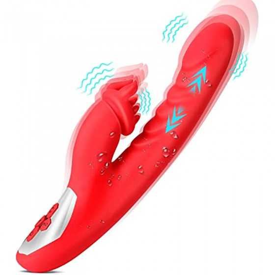 G Spot Vibrator for Woman, Clitoral Licking Thrusting Dildo Vibrator 10 Vibrating 3 Thrusting Adult Sex Toy Vibrator for Woman V