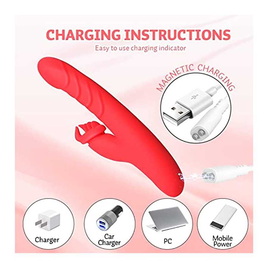 G Spot Vibrator for Woman, Clitoral Licking Thrusting Dildo Vibrator 10 Vibrating 3 Thrusting Adult Sex Toy Vibrator for Woman V
