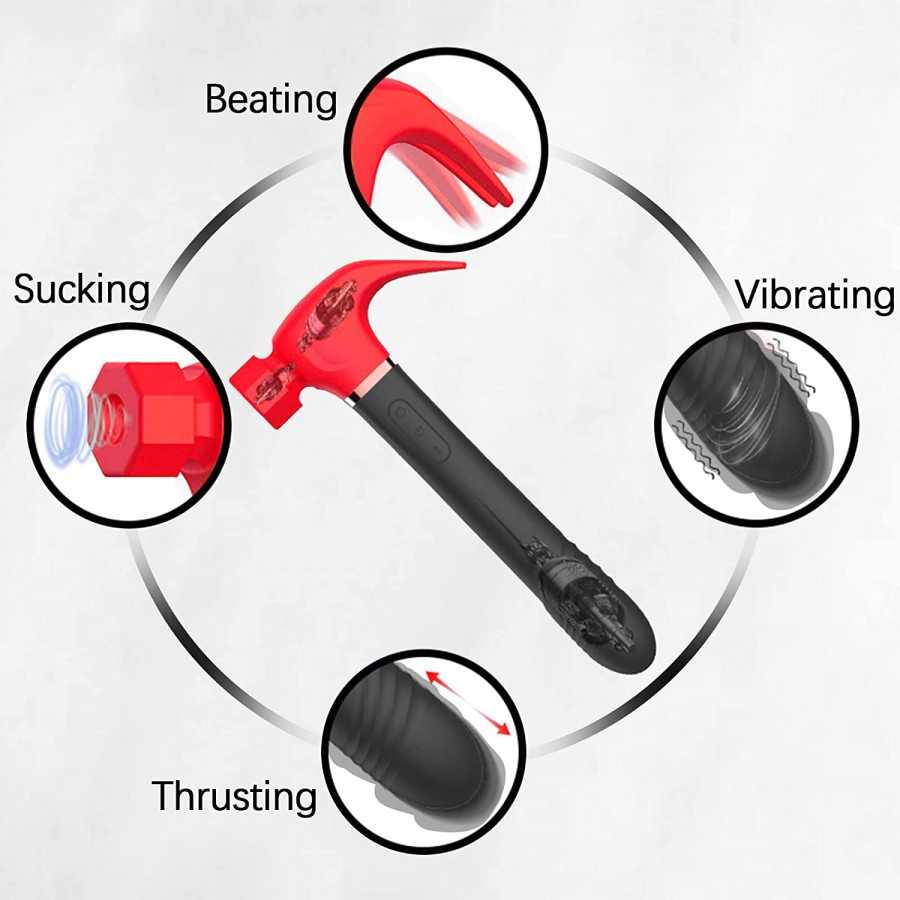 Pearlsvibe Hammer Vibrator Sex Toys, G Spot Vibrator with 7 Sucking & Thrusting 10 Vibration Modes, Thrusting Vibrator for Stimu