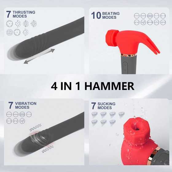 Pearlsvibe Hammer Vibrator Sex Toys, G Spot Vibrator with 7 Sucking & Thrusting 10 Vibration Modes, Thrusting Vibrator for Stimu