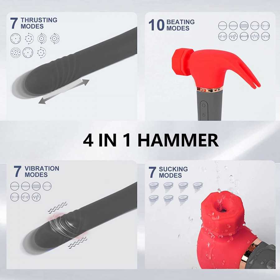 Pearlsvibe Hammer Vibrator Sex Toys, G Spot Vibrator with 7 Sucking & Thrusting 10 Vibration Modes, Thrusting Vibrator for Stimu