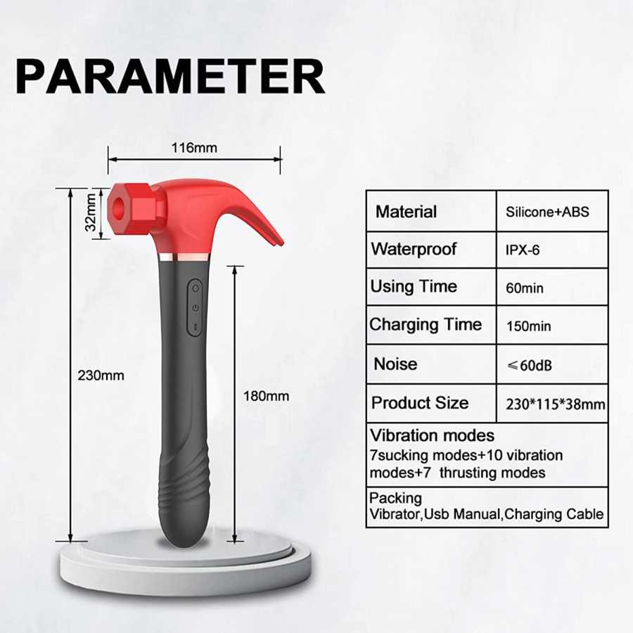 Pearlsvibe Hammer Vibrator Sex Toys, G Spot Vibrator with 7 Sucking & Thrusting 10 Vibration Modes, Thrusting Vibrator for Stimu