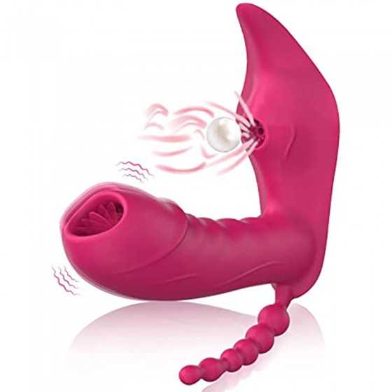 3 in 1 Dildo Vibrator for Women Adult Sex Toy G Clitoral Stimulator 10Sucking Modes+10licking &Vibration Modes-Waterproof Rechar