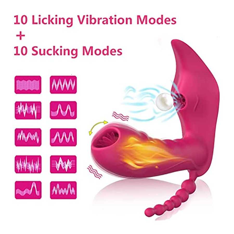 3 in 1 Dildo Vibrator for Women Adult Sex Toy G Clitoral Stimulator 10Sucking Modes+10licking &Vibration Modes-Waterproof Rechar