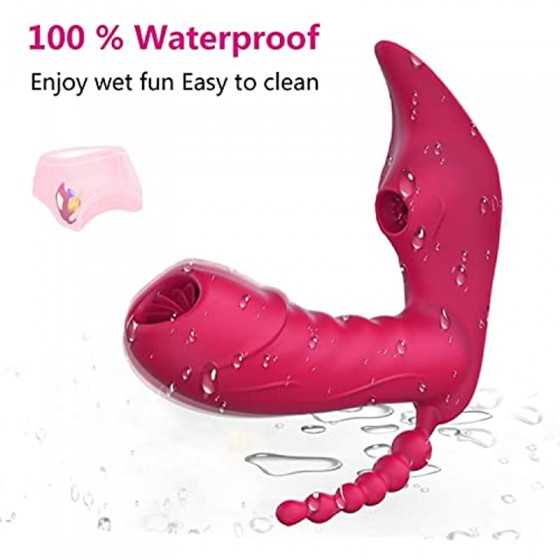 3 in 1 Dildo Vibrator for Women Adult Sex Toy G Clitoral Stimulator 10Sucking Modes+10licking &Vibration Modes-Waterproof Rechar
