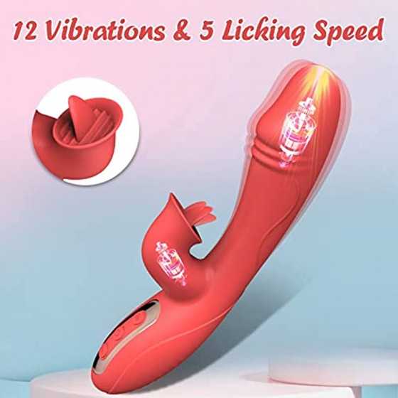 Clitoral G-Spot Vibrator Tongue Licking Toy for Women Pleasure,Waterproof Tongue Rose Sex Toy,Dildo Vibrator Rabbit Clitoris Sti