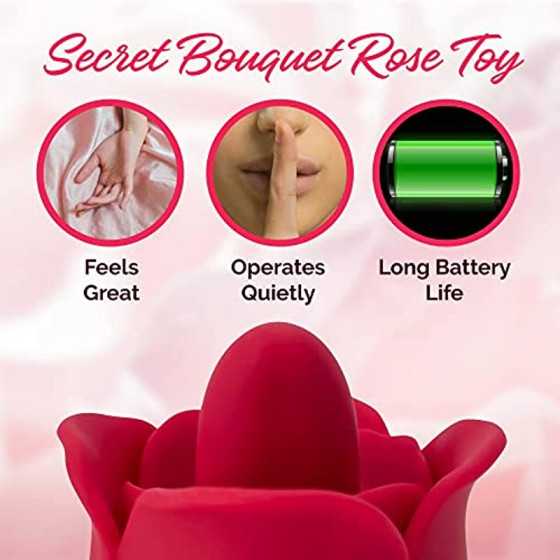 Secret Bouquet Rose Toy Vibrator for Women (9 Powerful Vibration & 9 Licking Modes) Vibrating Tongue Clitoral Licking Toy / Wate