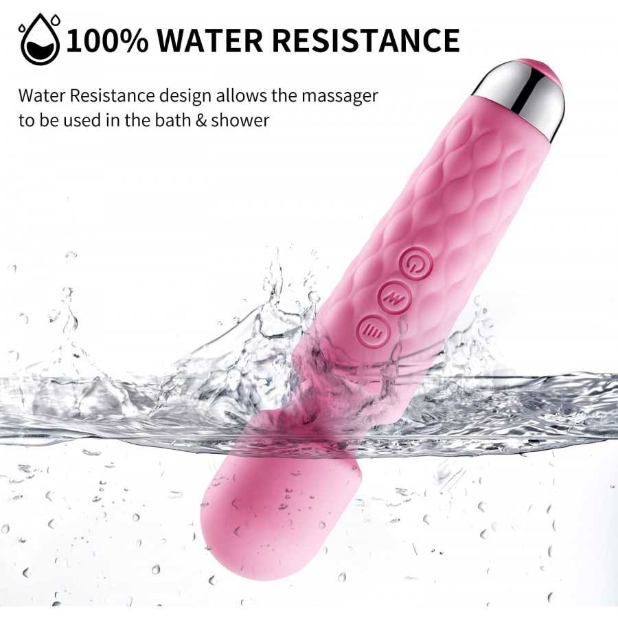 Powerful Wand Massager with 8 Speeds 20 Vibration Modes USB Rechargeable Mini Quiet Waterproof Handheld Personal Massager for Fu