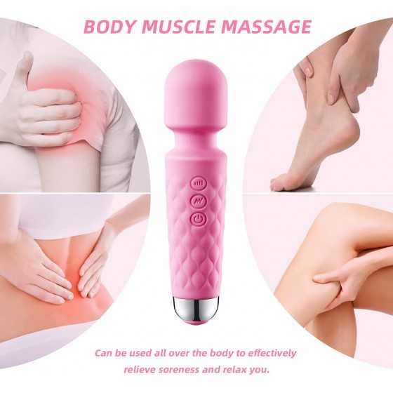Powerful Wand Massager with 8 Speeds 20 Vibration Modes USB Rechargeable Mini Quiet Waterproof Handheld Personal Massager for Fu