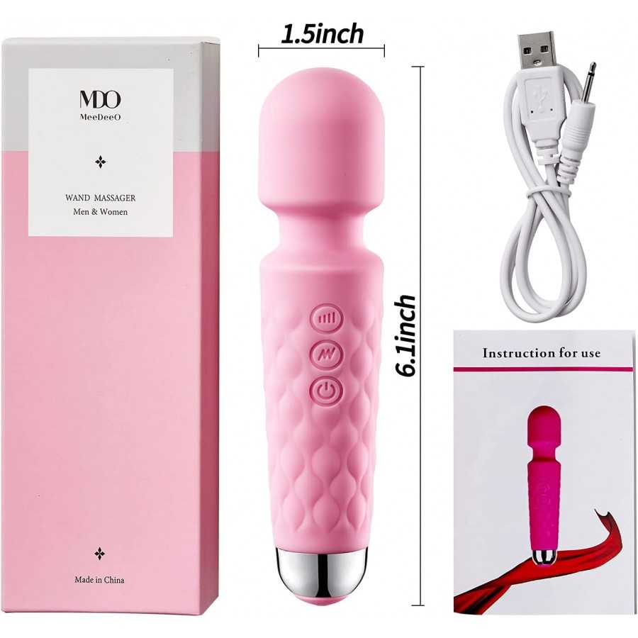 Powerful Wand Massager with 8 Speeds 20 Vibration Modes USB Rechargeable Mini Quiet Waterproof Handheld Personal Massager for Fu