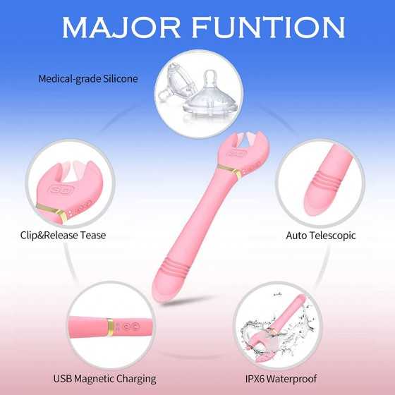 Pearlsvibe Wrench Vibrator Sex Toys, Female Vibrators with 10 Thrusting & Vibration Modes, G Spot Vibrator for Clitoral Nipple A
