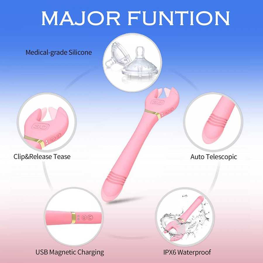 Pearlsvibe Wrench Vibrator Sex Toys, Female Vibrators with 10 Thrusting & Vibration Modes, G Spot Vibrator for Clitoral Nipple A