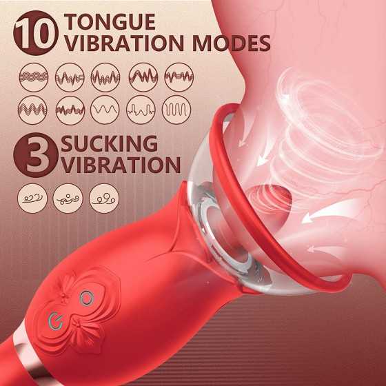 G Spot Clitoral Rose Vibrator - Rose Sex Toys for Women Nipple Vibrator Thrusting Realistic Dildo Clitoral with 3 Powerful Sucki