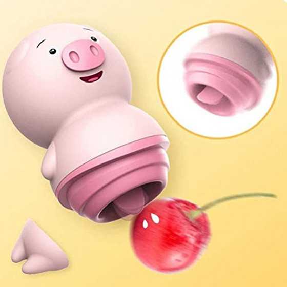 Dan&Dre Tongue Licking Vibrator for Women Clitoris and G-spot Vibrator Waterproof Clitoral Sucking Toy, Pink, Small pig