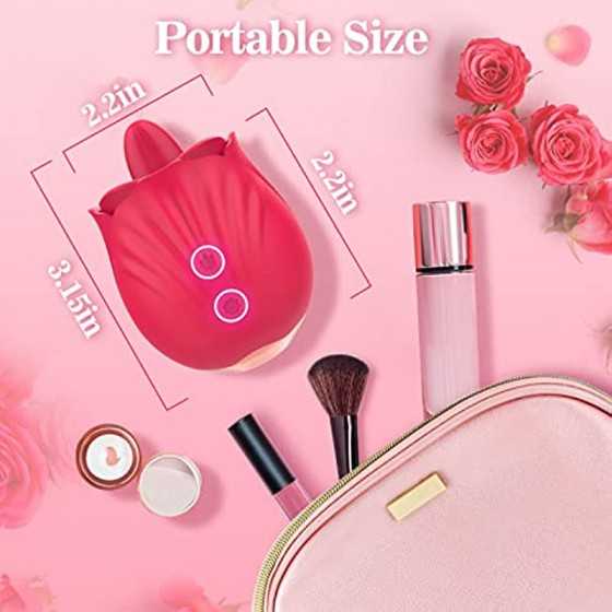 Adult Toy Rose Licking Vibrator for Women-Nipple Clitoral and Vaginal Silicone Stimulator with 9 Lick & 9 Vibration, G Spot Dild