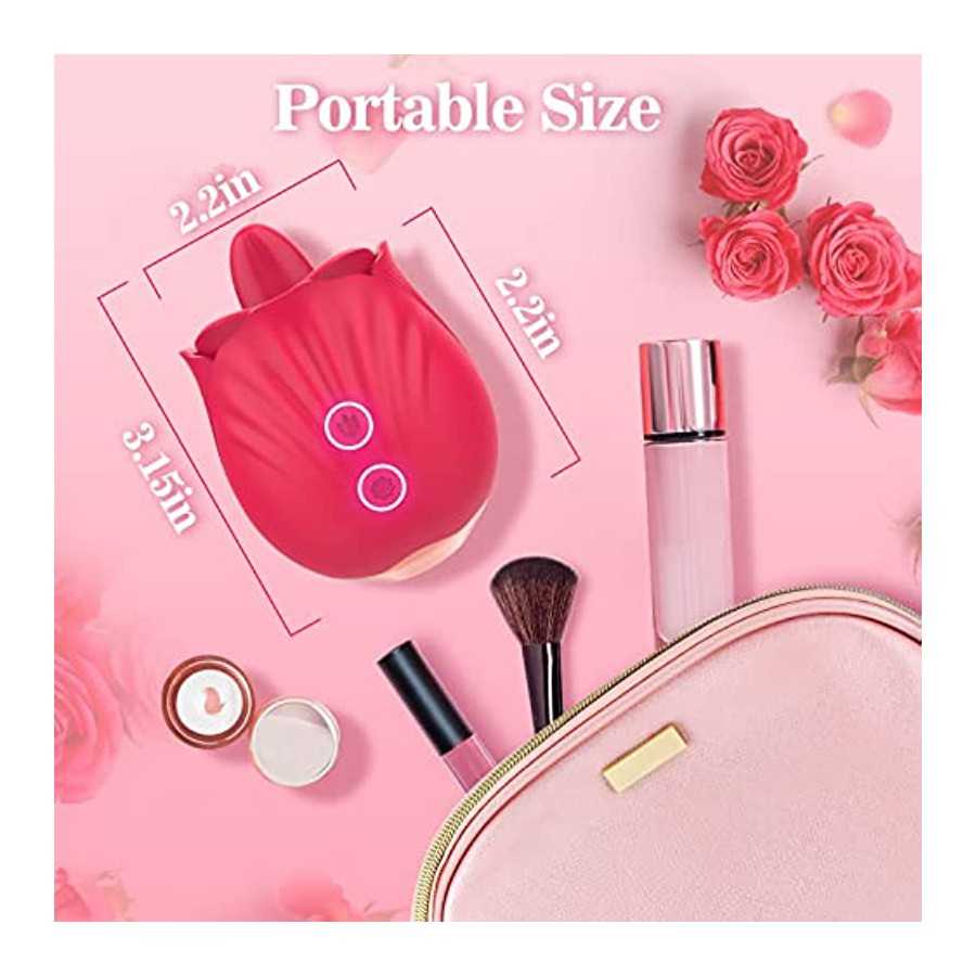 Adult Toy Rose Licking Vibrator for Women-Nipple Clitoral and Vaginal Silicone Stimulator with 9 Lick & 9 Vibration, G Spot Dild