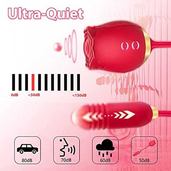 Rose Vibrator Toy for Women - 3 in 1 Rose Sex Stimulator Toy, Clitoral Stimulator Thrusting G Spot Dildo Vibrator Toy with 10 Mo