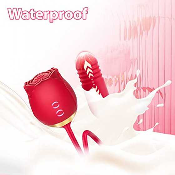 Rose Vibrator Toy for Women - 3 in 1 Rose Sex Stimulator Toy, Clitoral Stimulator Thrusting G Spot Dildo Vibrator Toy with 10 Mo