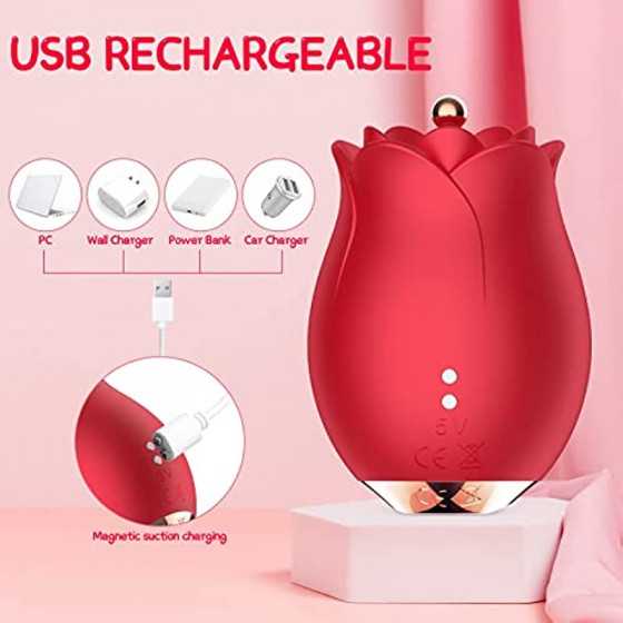 Sex Toy Vibrator Rose Vibrator for Women - MOMONII G Spot Dildo Vibrators with 10 Modes + High-Frequency Clitoral Clit Vibrating