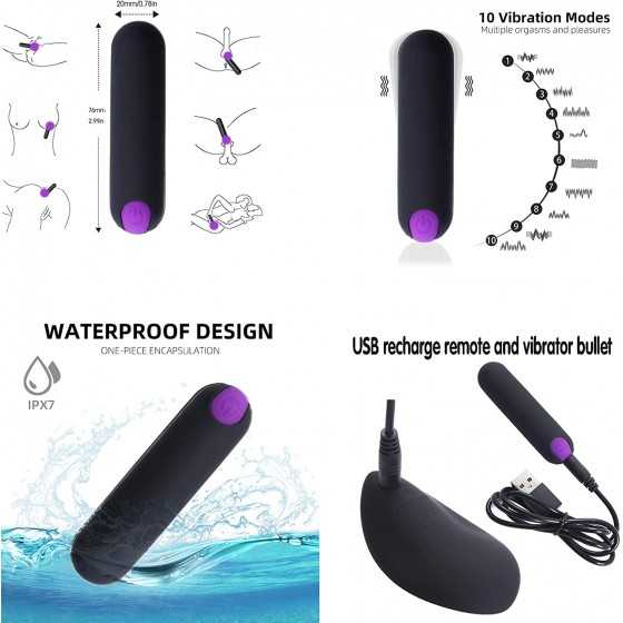hxfivver Remote Control Vibrator Panties, Vibrating Panties Eggs, Rechargeable Butterfly Bullet Clitorals Stimulator for Women D