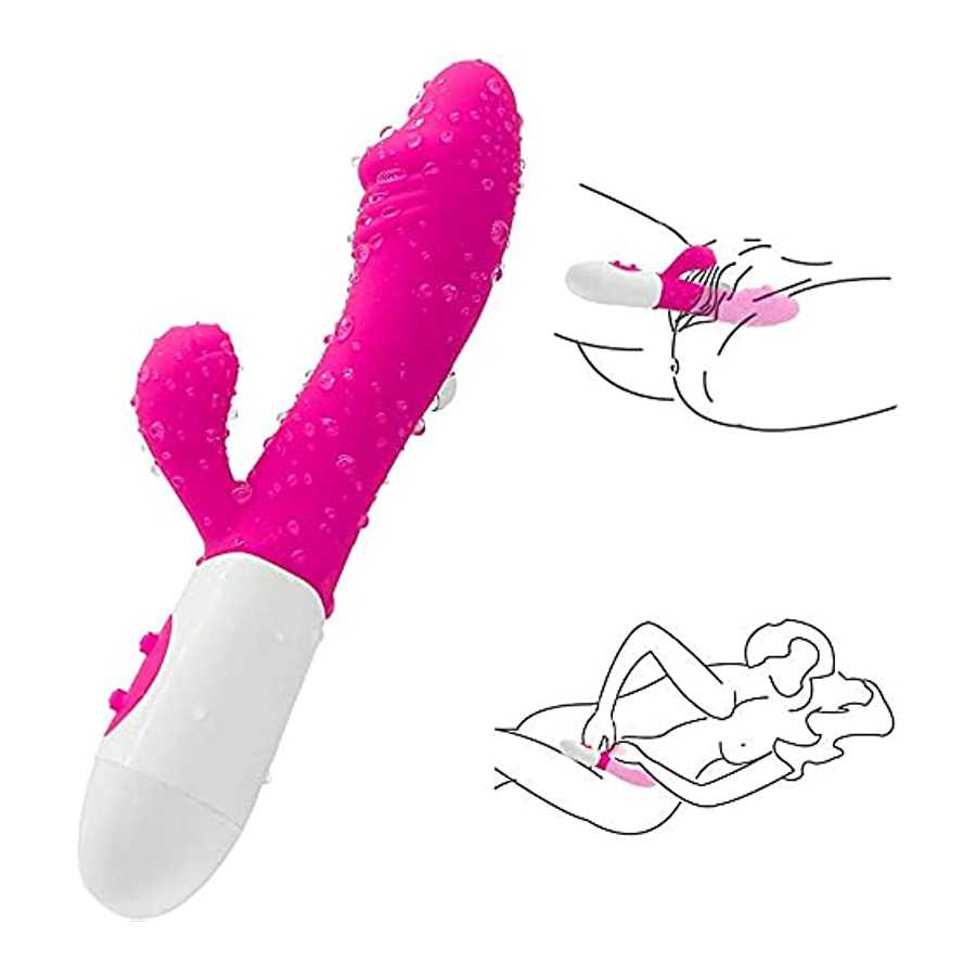 G-spot Dildo Vibrator Clitoral Stimulator, 3 in 1 Clit Tongue Dildo Vaginal Vibration Stimulator with 12 Vibration Modes Female 
