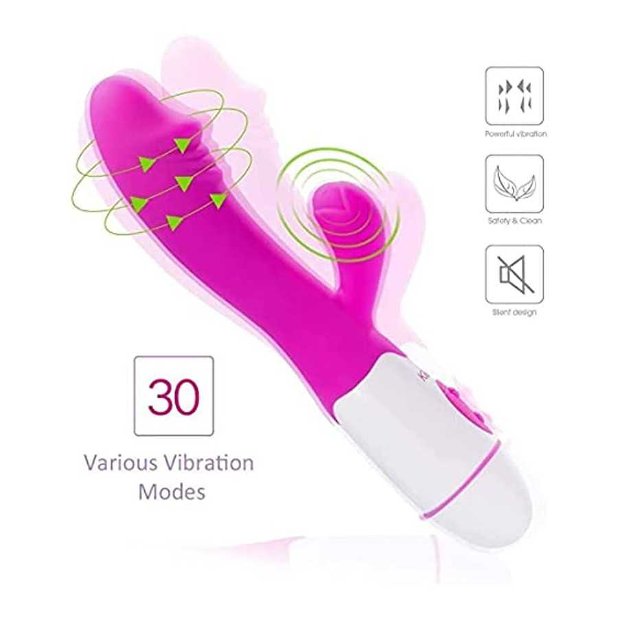 G-spot Dildo Vibrator Clitoral Stimulator, 3 in 1 Clit Tongue Dildo Vaginal Vibration Stimulator with 12 Vibration Modes Female 