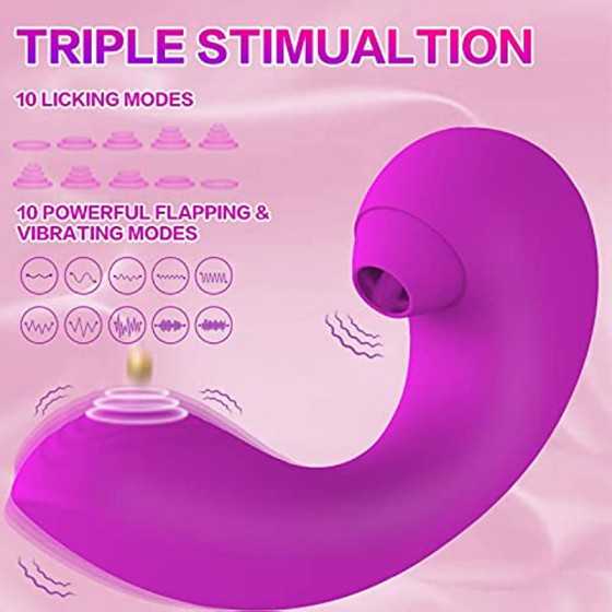 Gruseriour 3 in 1 Clitoral Licking G spot Flapping Vibrator - Adult Sex Toys for Women Deep Vagina Stimulation, Rechargeable & W