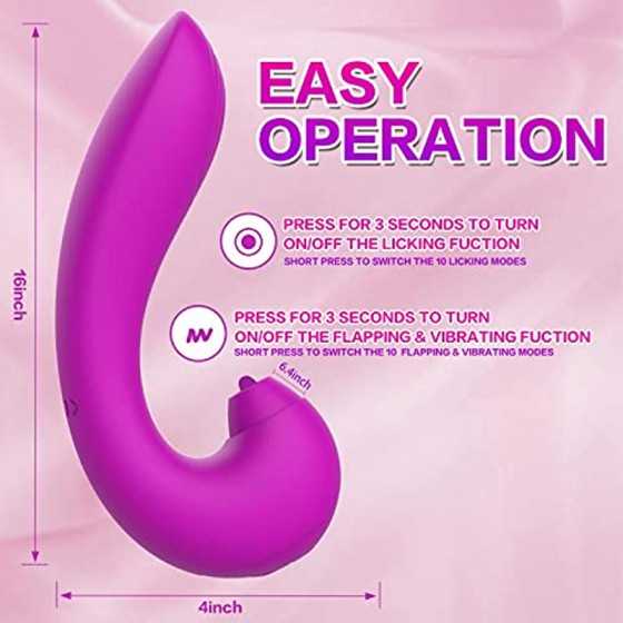 Gruseriour 3 in 1 Clitoral Licking G spot Flapping Vibrator - Adult Sex Toys for Women Deep Vagina Stimulation, Rechargeable & W