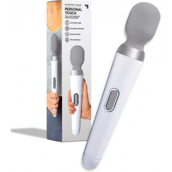 SHARPER IMAGE Personal Touch Go Compact Massager Wand, Wireless Vibrating Massager for Neck & Shoulders, Sports Recover Relaxing