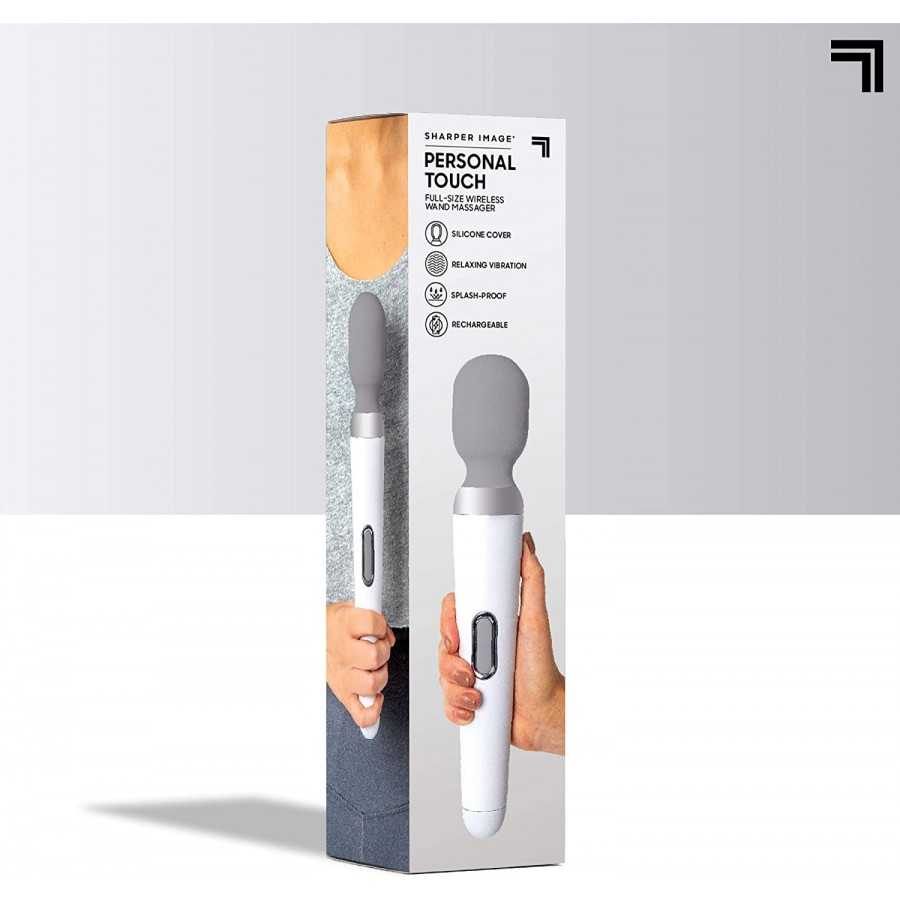 SHARPER IMAGE Personal Touch Go Compact Massager Wand, Wireless Vibrating Massager for Neck & Shoulders, Sports Recover Relaxing