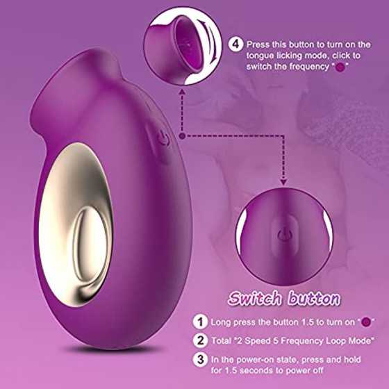 Rose Vibrator, Clitoral Nipple Anus Licking Tongue Vibrator with 2 Speeds & 5 Modes Powerful Stimulator-G spot Vibrators for Qui