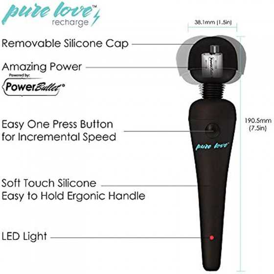 pure love Massage Wand, Personal Vibrator, Full Body Massager, Rechargeable & Waterproof, Handheld, Cordless, Powerful PowerBull