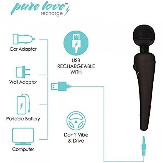 pure love Massage Wand, Personal Vibrator, Full Body Massager, Rechargeable & Waterproof, Handheld, Cordless, Powerful PowerBull