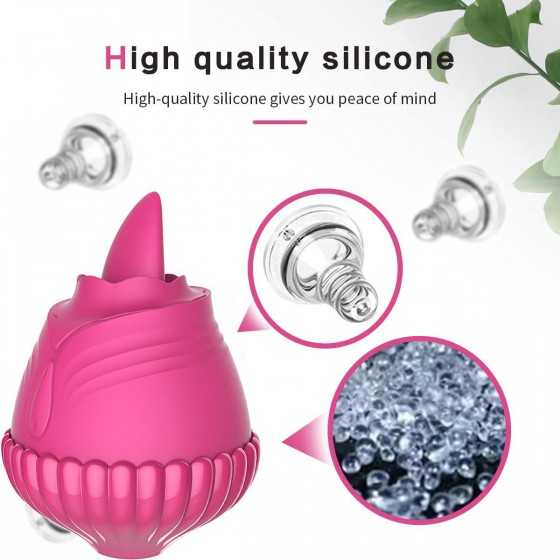 Rose Toy Vibrator, Clitoral Licking Tongue Vibrator, AIYULONG Licking & Vibrating Nipples Clitoral Stimulator with 9 Powerful Vi