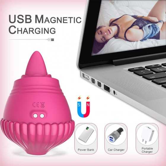 Rose Toy Vibrator, Clitoral Licking Tongue Vibrator, AIYULONG Licking & Vibrating Nipples Clitoral Stimulator with 9 Powerful Vi