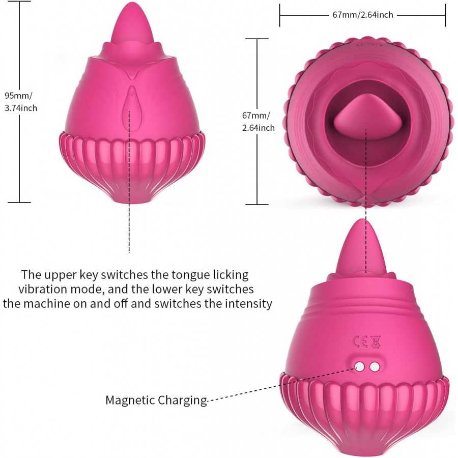 Rose Toy Vibrator, Clitoral Licking Tongue Vibrator, AIYULONG Licking & Vibrating Nipples Clitoral Stimulator with 9 Powerful Vi