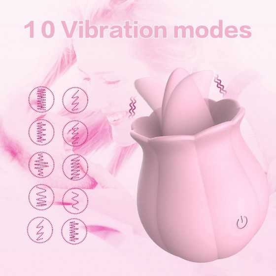 2023 New Women Rose Tongue Suck & Lick Rose 10 Modes Sucker Sucking Toys Adult The Rose Toy for Women Couples Vibrator Toy (Pink