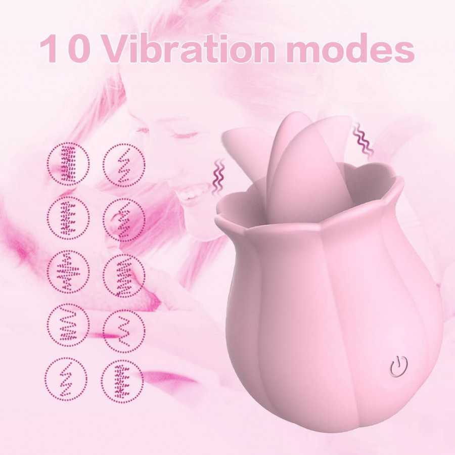 2023 New Women Rose Tongue Suck & Lick Rose 10 Modes Sucker Sucking Toys Adult The Rose Toy for Women Couples Vibrator Toy (Pink